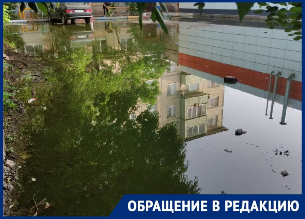 Канализационная лужа на Моздокской в Астрахани течет, цветет и пахнет уже 20 дней