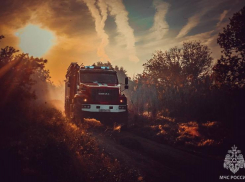 В сильном пожаре под Астраханью сгорели девять зданий и пострадал человек