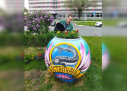 В центре Астрахани высаживают однолетние цветы и ставят вазоны