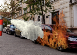 В Астрахани ночью сгорел автомобиль 