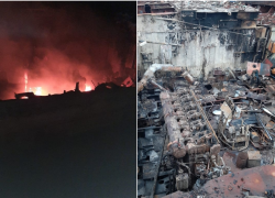 Ночью в Трусовском районе Астрахани 35 пожарных тушили грузовой теплоход