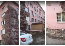 В Астрахани с аварийной многоэтажки на улице 1-ой Перевозной рушится штукатурка