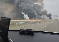 В Астраханской области загорелся камыш возле топливохранилища 