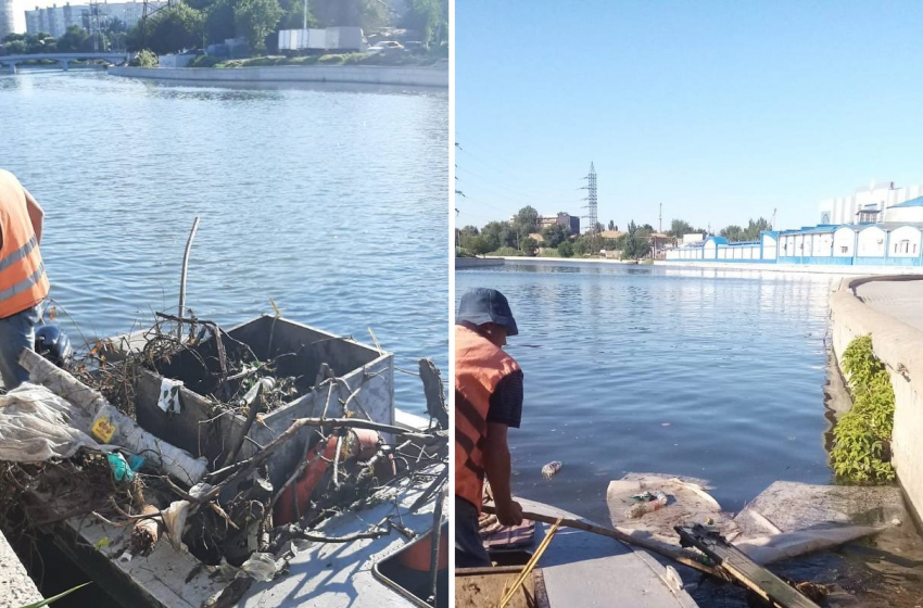 Пластик и коробки: с городских каналов в Астрахани извлекли 2 тонны мусора