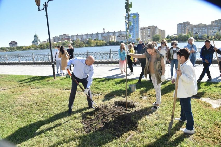 В Астрахани на Аллее семьи высадили 50 новых деревьев