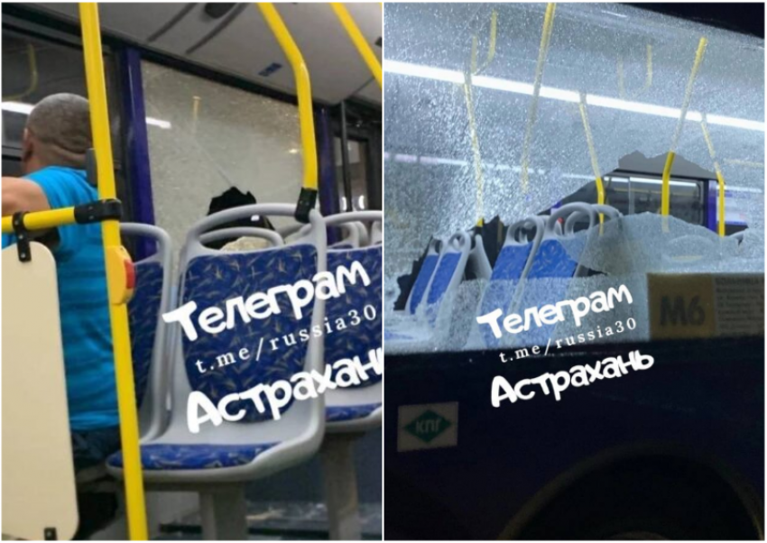 В Астрахани хулиганы подрались с мужчиной и разбили окно нового автобуса
